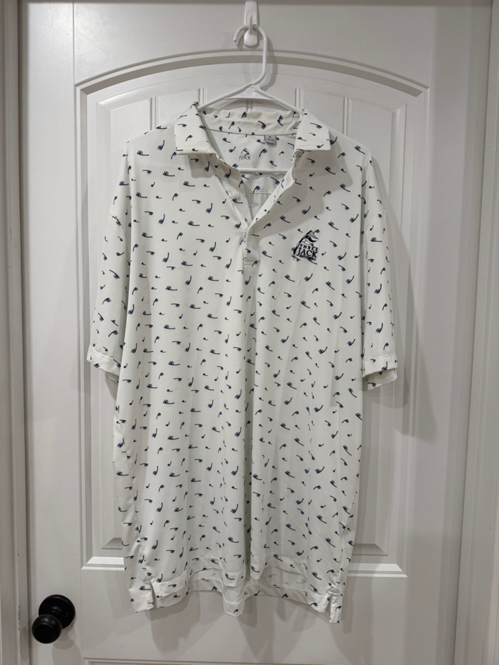 NWOT Men's White Polo with Navy Logo